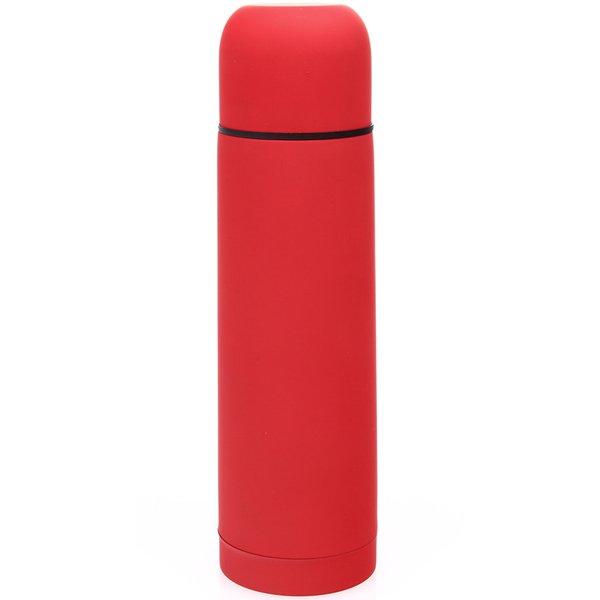 Термос вакуумный "Flask", 500 мл. - Термос вакуумный "Flask",сталь с покрытием софт тач, красный, 500 мл.