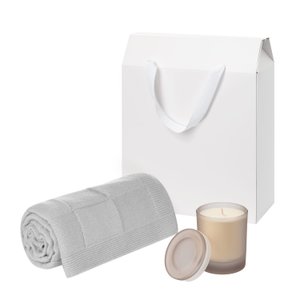 подарочный набор мизу (mizu), селла софт (cella soft), бежевый (свеча, плед)