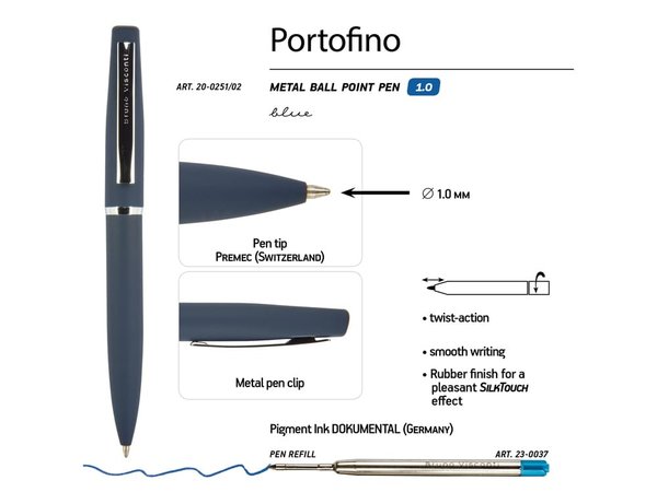 Ручка металлическая шариковая «Portofino» - Ручка металлическая шариковая «Portofino»