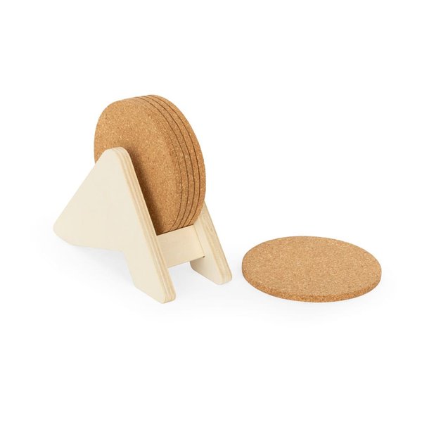 Подставка из фанеры с 6 пробковыми подставками для стаканов PLYCORK - Подставка из фанеры с 6 пробковыми подставками для стаканов PLYCORK