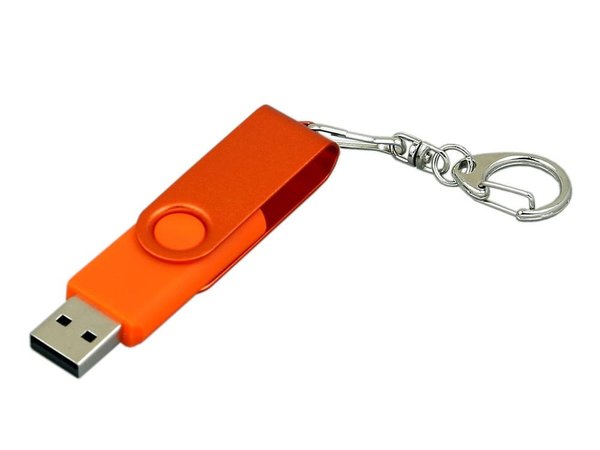 USB 2.0- флешка промо на 64 Гб с поворотным механизмом и однотонным металлическим клипом - USB 2.0- флешка промо на 64 Гб с поворотным механизмом и однотонным металлическим клипом