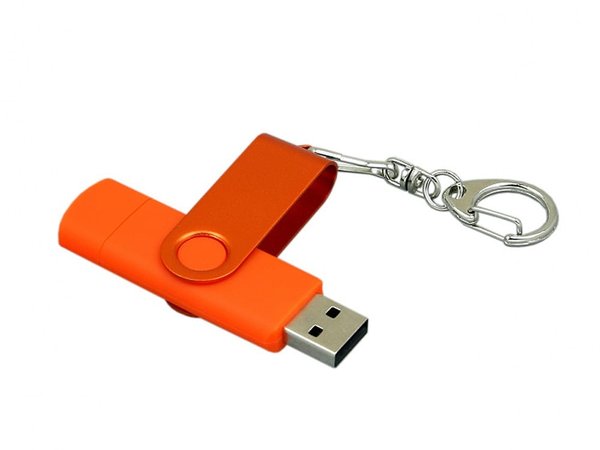 USB 2.0- флешка на 16 Гб с поворотным механизмом и дополнительным разъемом Micro USB - USB 2.0- флешка на 16 Гб с поворотным механизмом и дополнительным разъемом Micro USB