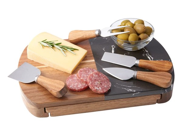 Набор для сыра в подарочной коробке из акации и мрамора «Date» - Набор для сыра в подарочной коробке из акации и мрамора «Date»