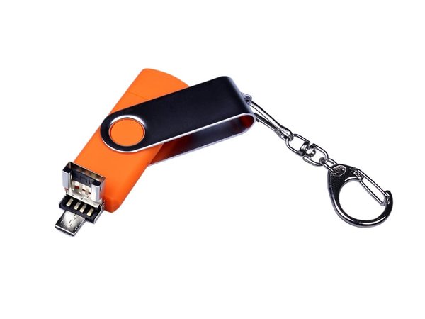 USB 3.0/micro USB/Type-C- флешка на 32 Гб с поворотным механизмом - USB 3.0/micro USB/Type-C- флешка на 32 Гб с поворотным механизмом
