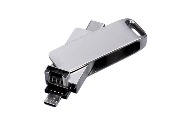 USB 2.0-флешка на 64 Гб 3-в-1 с разъемами Micro USB и USB-C - USB 2.0-флешка на 64 Гб 3-в-1 с разъемами Micro USB и USB-C