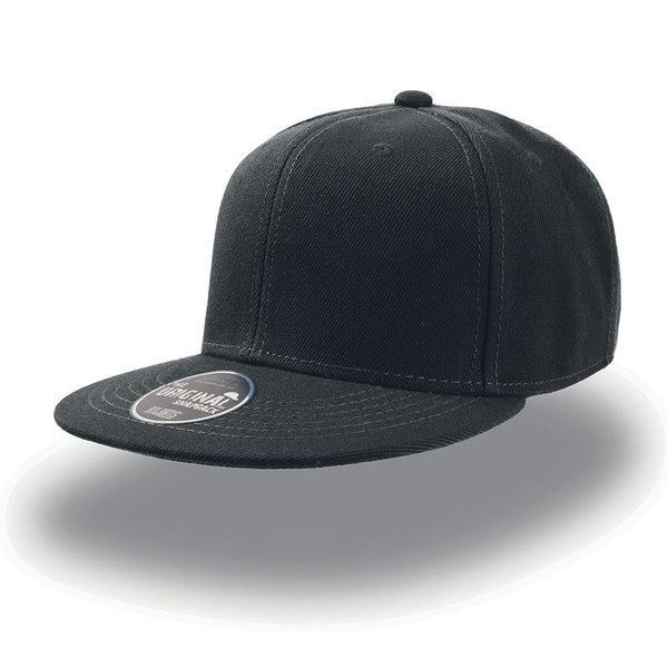 Бейсболка SNAP BACK, 6 клиньев, пластиковая застежка - Бейсболка "SNAP BACK", 6 клиньев, пластик. застежка, черный, 100% п/э,100% х/б, 400 гр/м2
