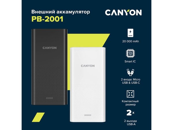 Внешний аккумулятор «PB-2001», 20000 mAh - Внешний аккумулятор «PB-2001», 20000 mAh