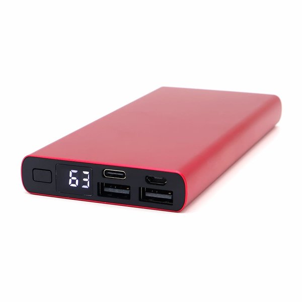 Внешний аккумулятор Höginn в металлическом корпусе, 10000mAh - Внешний аккумулятор Höginn в металлическом корпусе, 10000mAh, красный.
