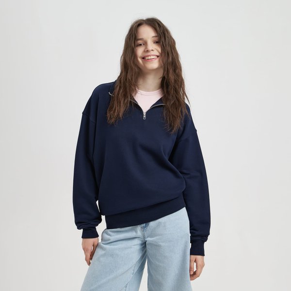 Толстовка на молнии унисекс Флоу (Flow), темно-синяя, размер 5XL/6XL