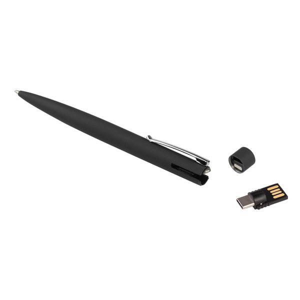 Ручка шариковая "Secret" с флеш-картой OTG 32Gb (USB2.0/Type-C), покрытие soft touch - Ручка шариковая "Secret" с флеш-картой OTG 32Gb (USB2.0/Type-C), покрытие soft touch черный
