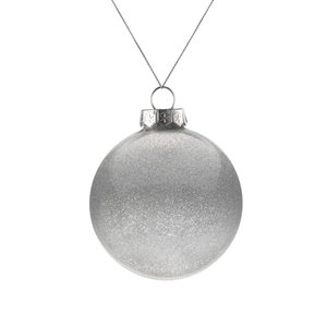 елочный шар finery shine, 8 см, глянцевый серебристый с глиттером