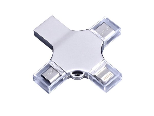 USB 3.0-флешка на 64 Гб 4-в-1 с разъемами Micro USB, Type-C и Lightning - USB 3.0-флешка на 64 Гб 4-в-1 с разъемами Micro USB, Type-C и Lightning
