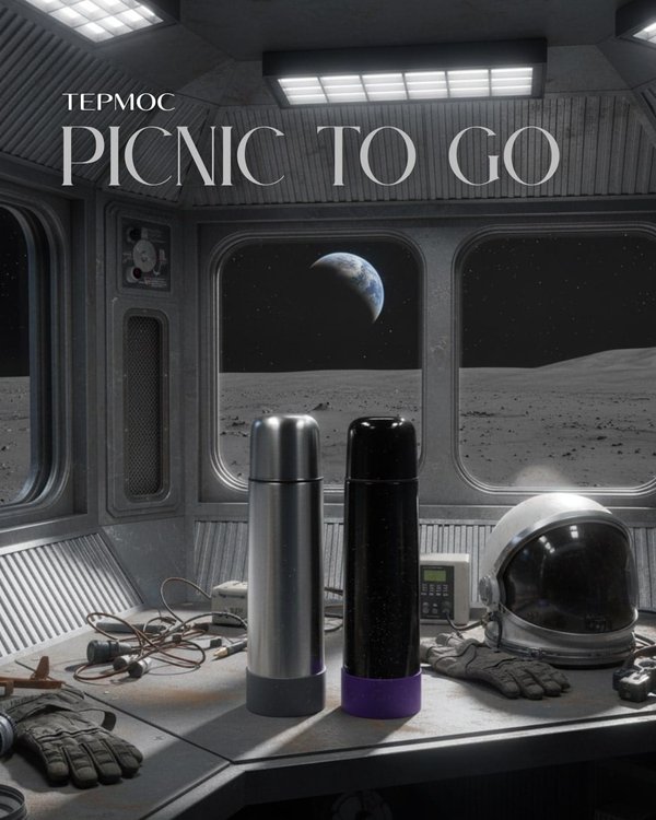 Термос Picnic Silver To Go, серебристый/ - Термос Picnic Silver To Go, серебристый/серый