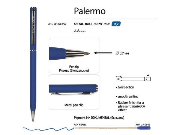Ручка металлическая шариковая «Palermo», софт-тач - Ручка металлическая шариковая «Palermo», софт-тач