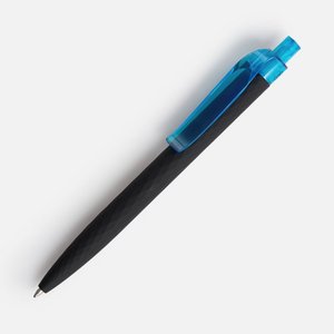 ручка шариковая prodir qs01 prt-t soft touch, черная с голубым