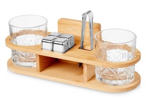 набор для виски на бамбуковой подставке «boulevardier»
