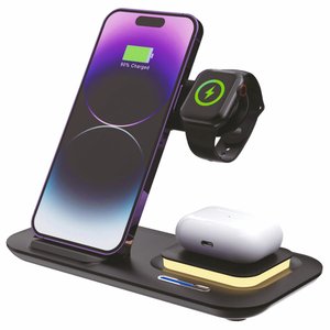 беспроводное мультизарядное устройство protos 15w, черный