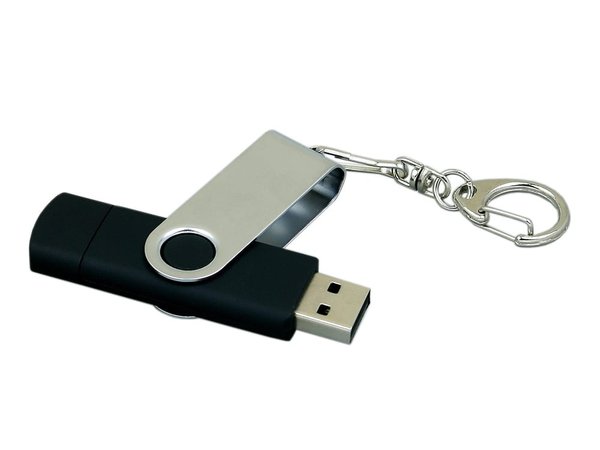 USB 2.0- флешка на 16 Гб с поворотным механизмом и дополнительным разъемом Micro USB - USB 2.0- флешка на 16 Гб с поворотным механизмом и дополнительным разъемом Micro USB