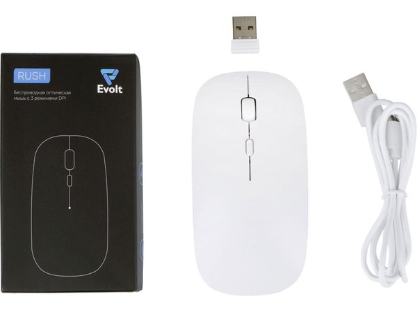 Беспроводная мышь со встроенным аккумулятором «Rush», адаптер USB-A - Беспроводная мышь со встроенным аккумулятором «Rush», адаптер USB-A