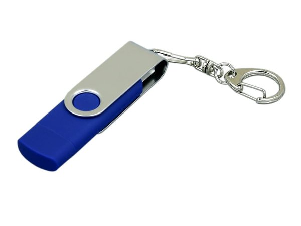 USB 2.0- флешка на 16 Гб с поворотным механизмом и дополнительным разъемом Micro USB - USB 2.0- флешка на 16 Гб с поворотным механизмом и дополнительным разъемом Micro USB