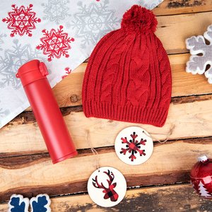 подарочный набор winter tale: шапка, термос, новогодние украшения, красный