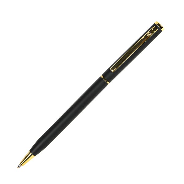 Ручка шариковая SLIM - SLIM, ручка шариковая, чёрный/золотистый, металл